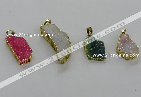 CGP3456 15*25mm - 18*38mm freeform druzy agate pendants