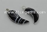 CGP3458 16*30mm - 18*40mm horn black agate pendants