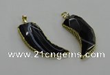 CGP3459 16*30mm - 18*40mm horn black agate pendants