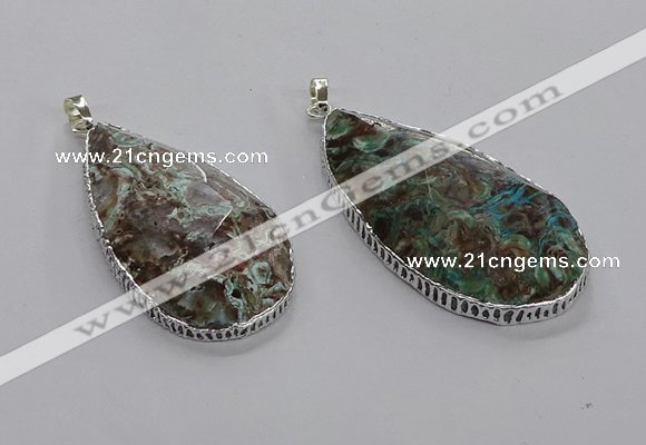 CGP3462 30*40mm - 35*50mm faceted flat teardrop ocean agate pendants