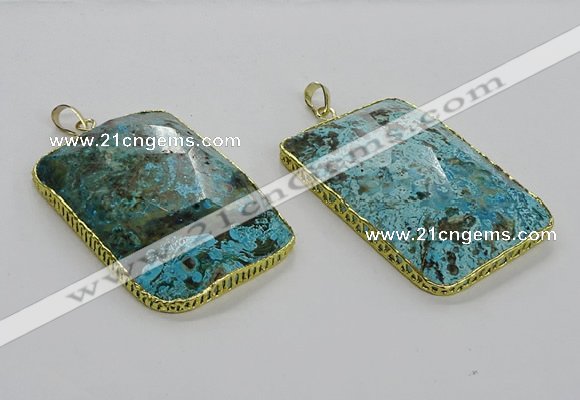 CGP3470 34*45mm - 35*55mm faceted rectangle ocean agate pendants