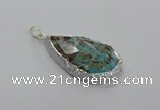 CGP3474 30*40mm - 35*50mm faceted flat teardrop ocean agate pendants