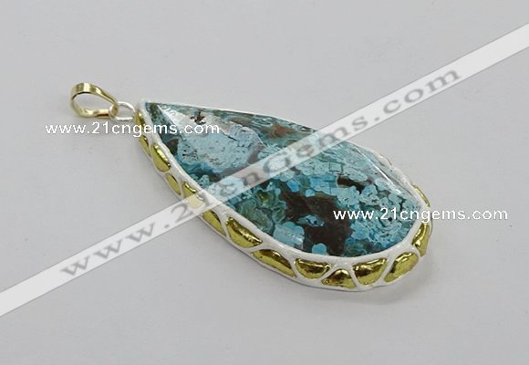 CGP3475 30*50mm - 35*55mm faceted flat teardrop ocean agate pendants