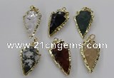 CGP3508 20*30mm - 22*40mm arrowhead mixed gemstone pendants