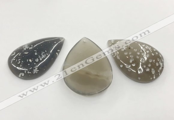 CGP3519 35*50mm - 40*55mm flat teardrop sakura agate slab pendants