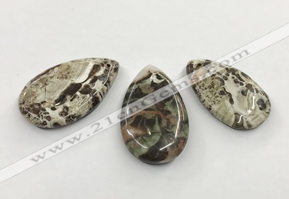 CGP3536 25*40mm - 28*48mm flat teardrop ocean agate slab pendants
