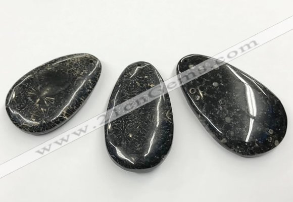 CGP3552 30*50mm - 38*60mm flat teardrop chrysanthemum agate slab pendants