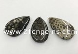 CGP3553 28*48mm - 30*50mm flat teardrop chrysanthemum agate slab pendants