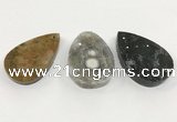 CGP3559 32*48mm - 40*60mm flat teardrop ocean agate slab pendants