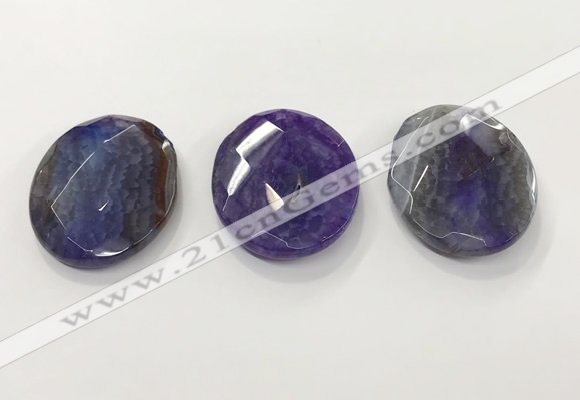 CGP3576 40*50mm faceted oval agate pendants wholesale