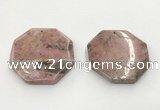 CGP3625 48mm - 50mm octagonal rhodochrosite gemstone pendants