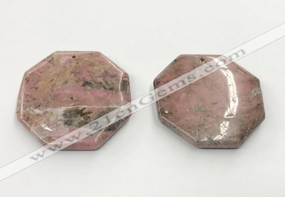 CGP3625 48mm - 50mm octagonal rhodochrosite gemstone pendants