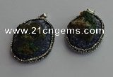 CGP367 30*40mm - 35*45mm freeform crystal glass & gemstone pendants
