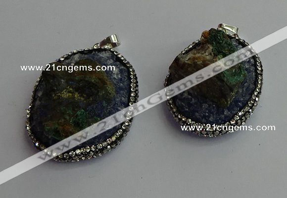 CGP367 30*40mm - 35*45mm freeform crystal glass & gemstone pendants