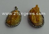 CGP369 30*40mm - 35*45mm freeform crystal glass & gemstone pendants