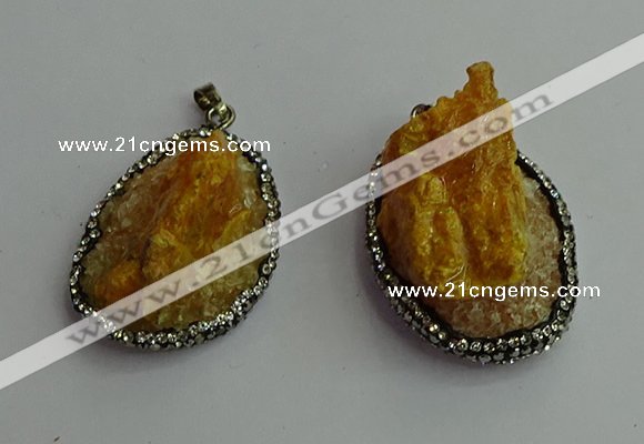 CGP369 30*40mm - 35*45mm freeform crystal glass & gemstone pendants