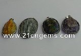 CGP370 30*40mm - 35*45mm freeform crystal glass & gemstone pendants