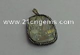 CGP375 30*40mm - 35*45mm freeform plated white crystal pendants