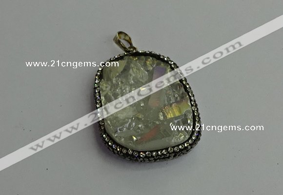 CGP375 30*40mm - 35*45mm freeform plated white crystal pendants