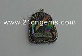 CGP377 30*40mm - 35*45mm freeform plated white crystal pendants