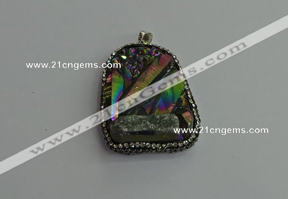 CGP377 30*40mm - 35*45mm freeform plated white crystal pendants