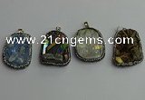 CGP380 30*40mm - 35*45mm freeform plated white crystal pendants