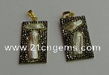 CGP384 20*40mm rectangle pearl pendants wholesale