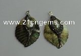 CGP386 35*50mm carved leaf shell pearl & pearl pendants wholesale