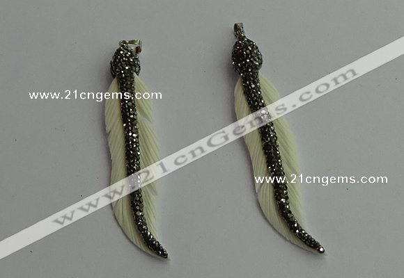 CGP401 12*70mm feather bone pendants wholesale