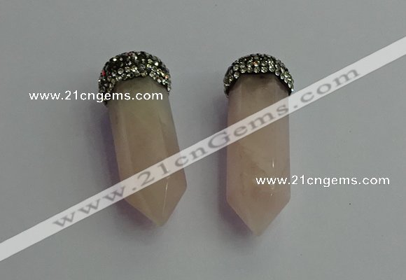 CGP411 12*45mm - 15*50mm sticks rose quartz pendants wholesale