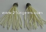 CGP418 3mm round handmade glass beaded tassel pendants wholesale