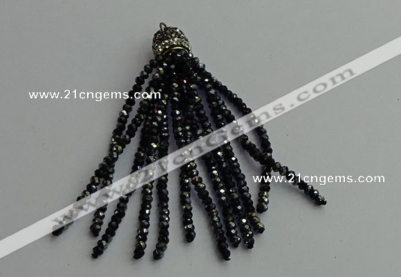 CGP429 2*3mm faceted rondelle handmade chinese crystal tassel pendants