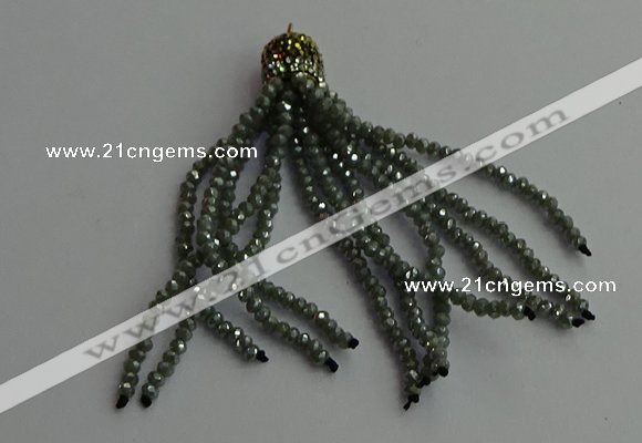 CGP438 2*3mm faceted rondelle handmade chinese crystal tassel pendants