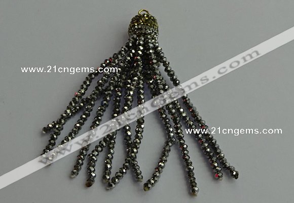 CGP446 2*3mm faceted rondelle handmade chinese crystal tassel pendants