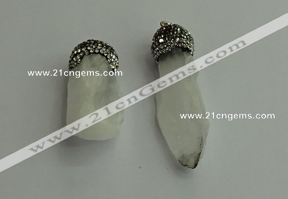 CGP487 15*35mm - 18*45mm nugget white crystal pendants wholesale