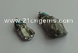 CGP497 15*30mm - 25*40mm nugget plated quartz pendants wholesale