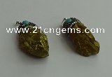 CGP498 15*30mm - 25*40mm nugget plated quartz pendants wholesale