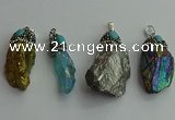 CGP500 15*30mm - 25*40mm nugget plated quartz pendants wholesale