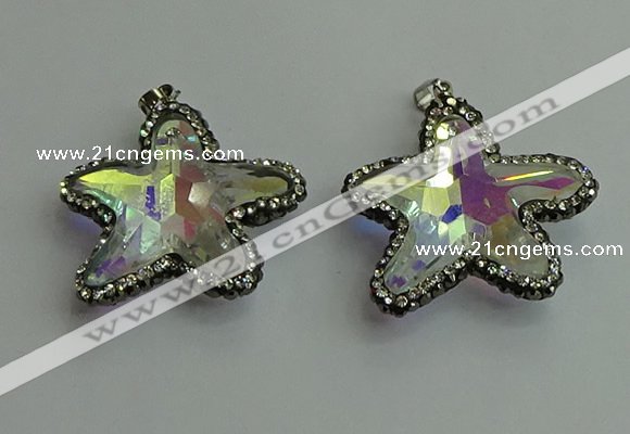 CGP505 35*35mm star crystal glass pendants wholesale