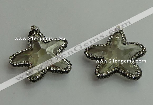 CGP506 35*35mm star crystal glass pendants wholesale