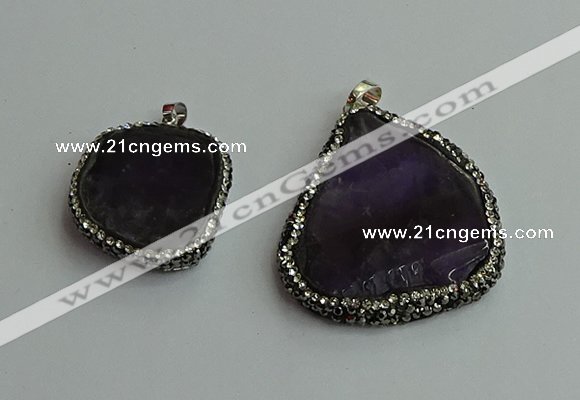 CGP560 25*35mm - 35*45mm freeform amethyst pendants wholesale