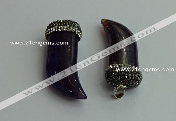 CGP582 16*50mm - 18*55mm oxhorn agate pendants wholesale