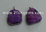 CGP592 25*40mm - 30*45mm freeform druzy agate gemstone pendants