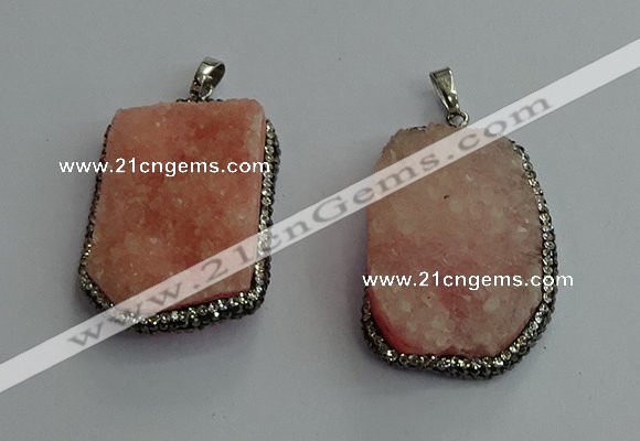 CGP593 25*40mm - 30*45mm freeform druzy agate gemstone pendants