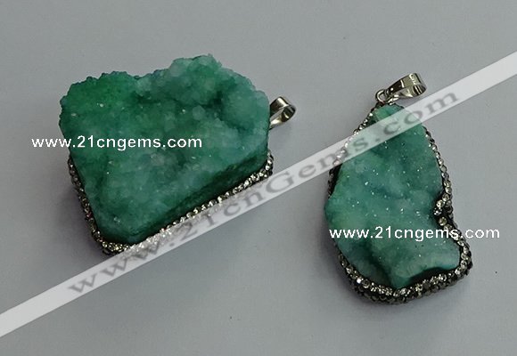 CGP595 25*40mm - 30*45mm freeform druzy agate gemstone pendants