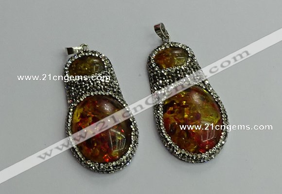 CGP610 35*50mm - 35*55mm freeform synthetic amber pendants