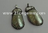 CGP616 25*50mm - 28*55mm freeform shell pearl & pearl pendants