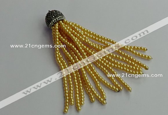 CGP678 3mm round handmade glass beaded tassel pendants wholesale