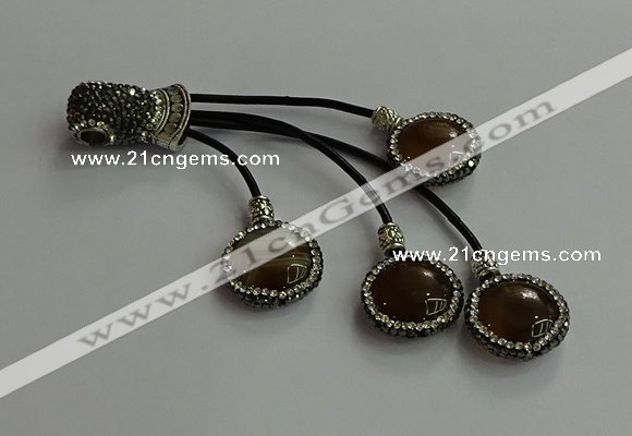 CGP728 18mm - 20mm coin agate tassel pendants wholesale