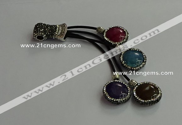 CGP735 18mm - 20mm coin agate tassel pendants wholesale